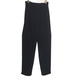 Emanuel Ungaro Vintage Pants High Waist Pleat Straight Leg Ankle Slit Wool Crepe